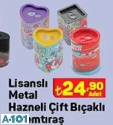 LİSANSLI METAL HAZNELİ ÇİFT BIÇAKLI KALEMTIRAŞ LİSANSLI METAL HAZNELİ ÇİFT BIÇAKLI KALEMTIRAŞ